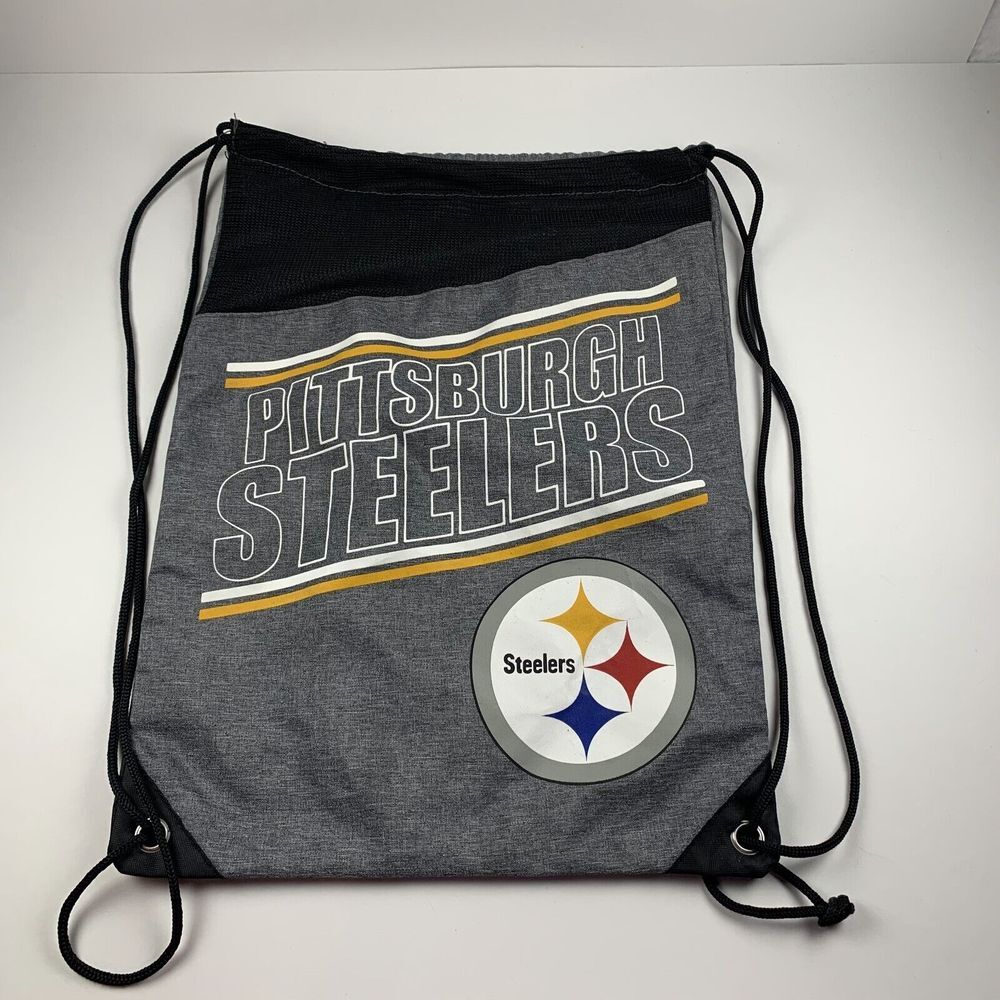 Pittsburgh Steelers Incline Drawstring Cinch Bag Gray Black Football‎ Back-Sack